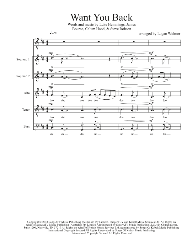 Want You Back (arr. Logan Widmor)