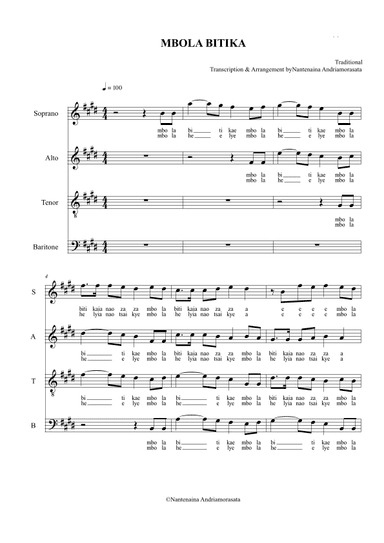 MBOLA BITIKA (arr. Andriamorasata Nantenaina Joseph)