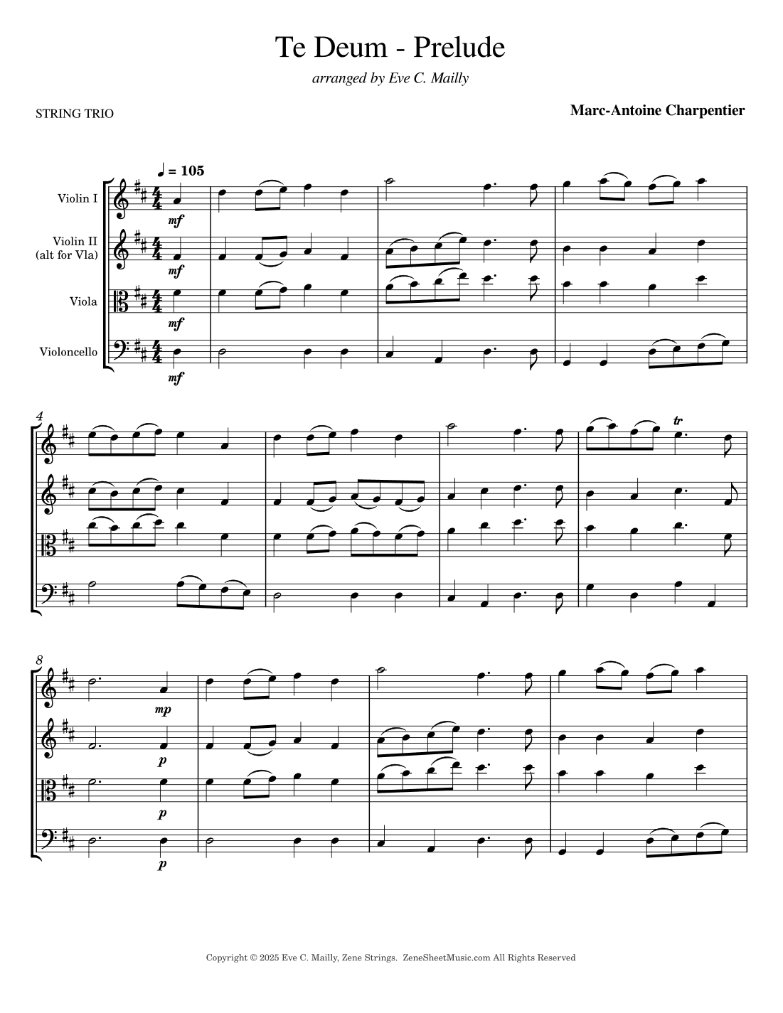 Te Deum - Prelude (arr. Eve C. Mailly - Zene Strings)