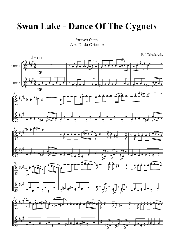 Dance of the Cygnets (flute duet) Thaikovsky (arr. Duda Oriontte)