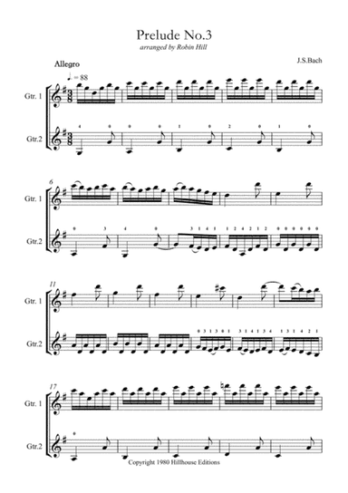 Prelude No.3 (from 'The Well-Tempered Clavier') (arr. Robin Hill)