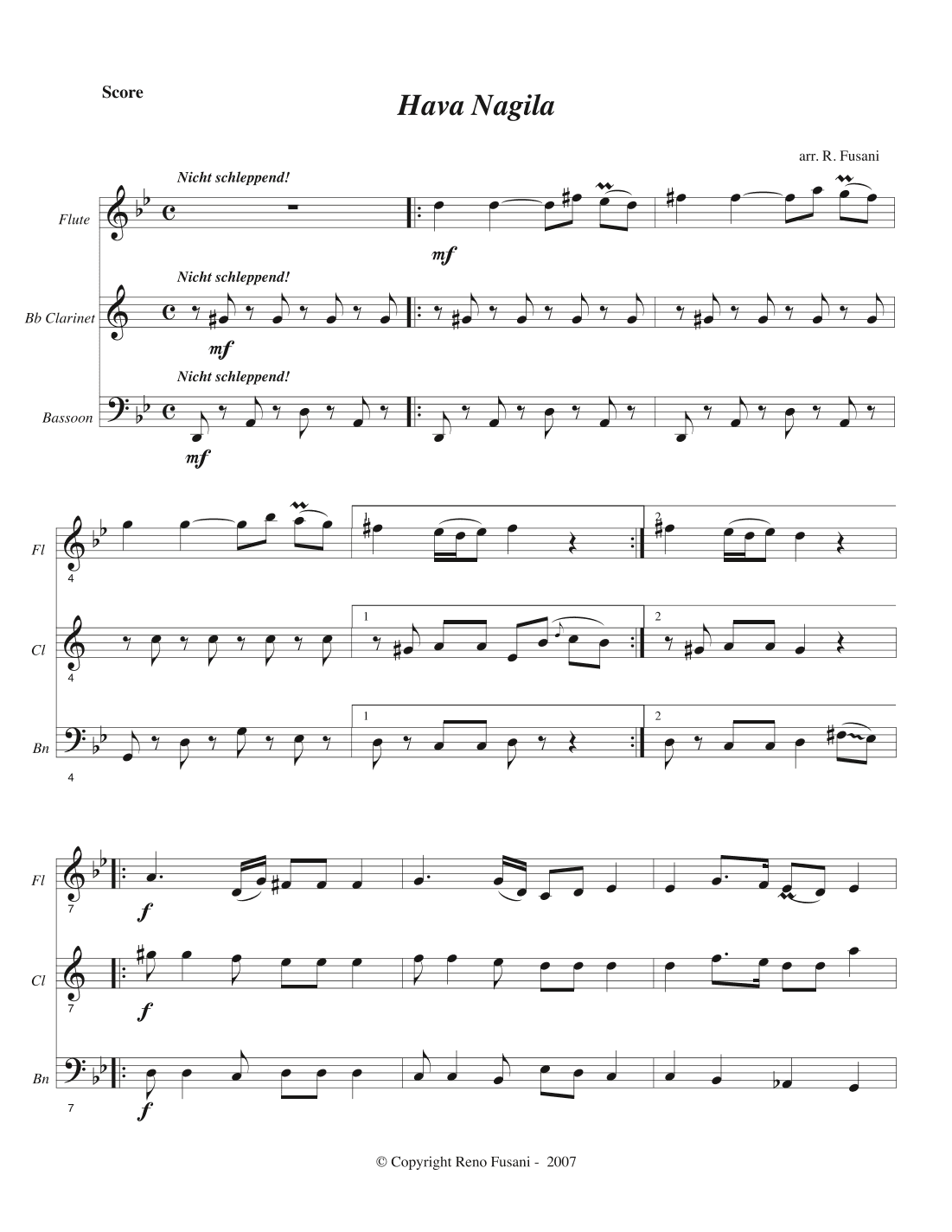 A Jewish Celebration (woodwind version) (arr. Reno Fusani)
