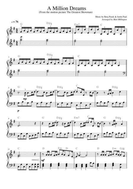 A Million Dreams (arr. Matt Millington)