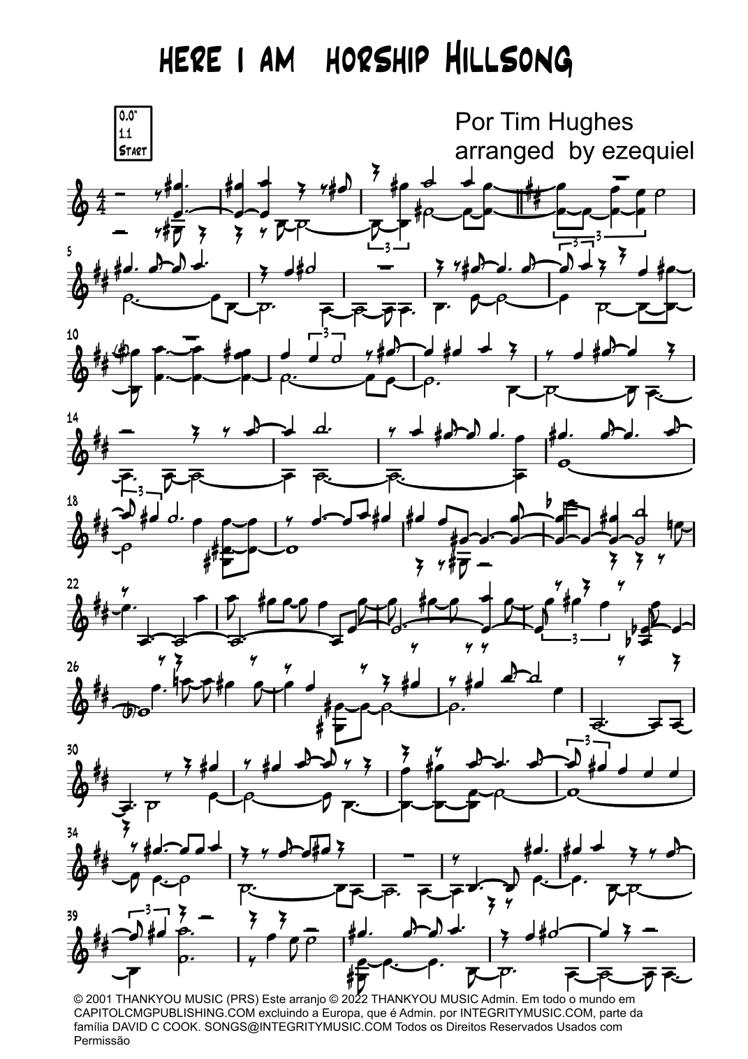 Here I Am To Worship (light Of The World) (arr. ezequiel zeferino edição)