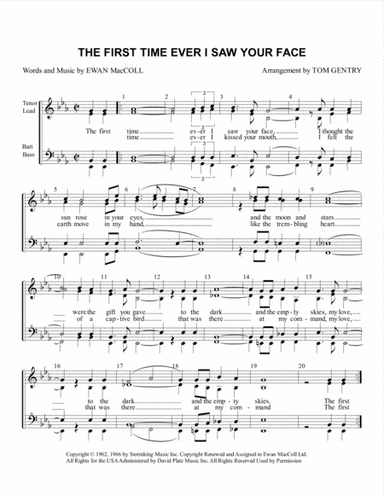 The First Time Ever I Saw Your Face (arr. Tom Gentry)