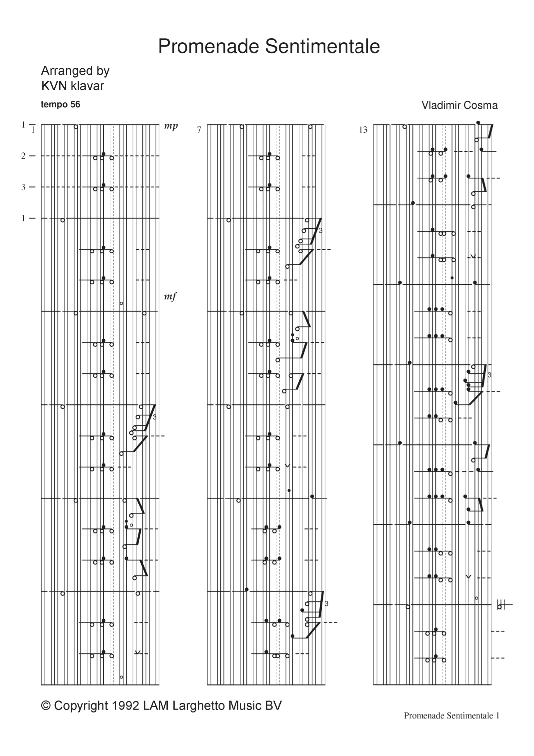 Promenade Sentimentale (arr. KVN klavar)