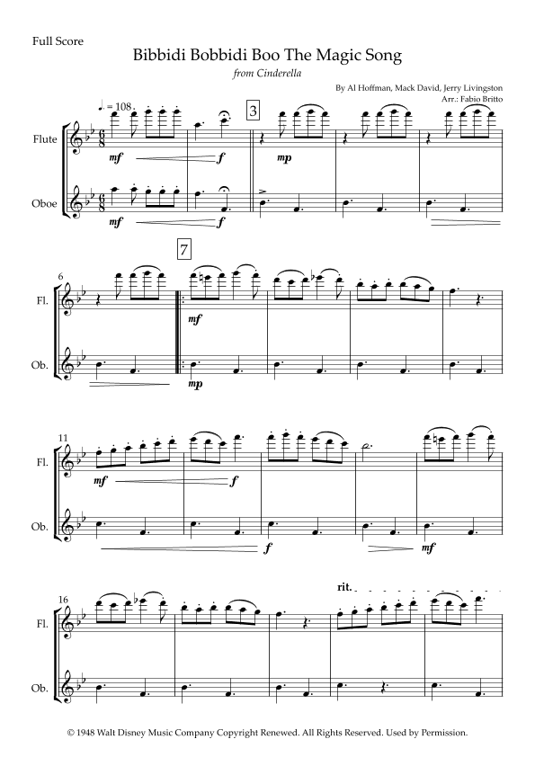 Bibbidi-bobbidi-boo (the Magic Song) (arr. Fabio Britto)