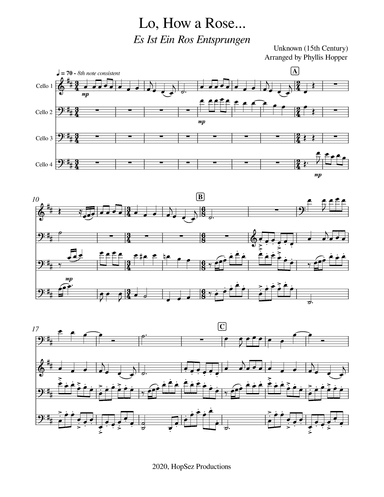 Lo How a Rose - CelloTrio (arr. Phyllis Hopper)