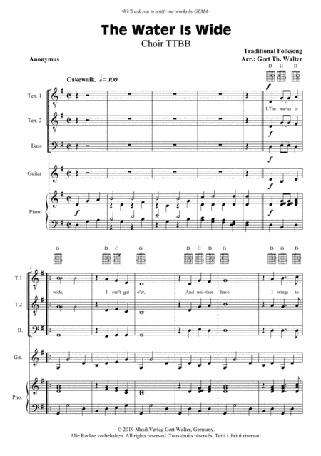 The Water Is Wide (arr. Gert Th. Walter)