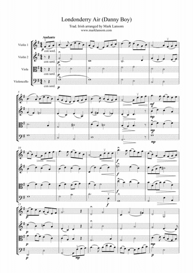 Londonderry Air (Danny Boy) for String Quartet (arr. Mark Lansom)
