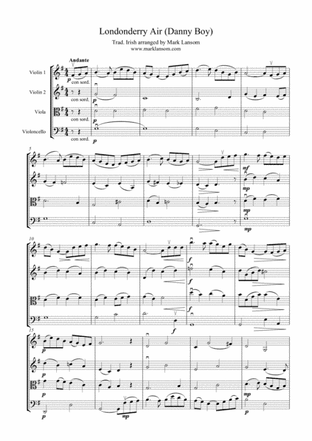 Londonderry Air (Danny Boy) for String Quartet (arr. Mark Lansom)