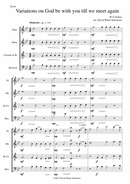 Variations on God be with you till we meet again for wind quartet (arr. David Warin Solomons)