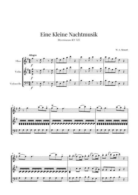 Eine Kleine Nachtmusik for Oboe, Violin and Cello (arr. Cadenza Editions)