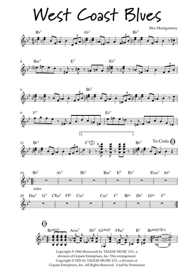 West Coast Blues (arr. Arranged by Alan Fagan & Dr. LeRoy Henry)