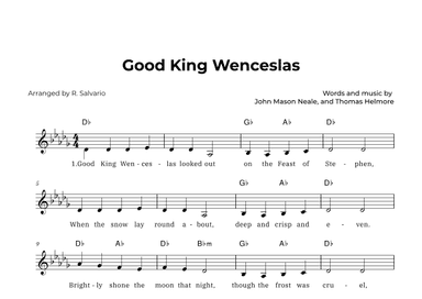 Good King Wenceslas (Key of D-Flat Major) (arr. R. Salvario)