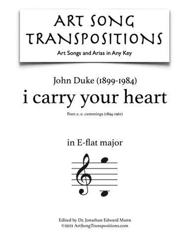 I Carry Your Heart (arr. ArtSongTranspositions.com)