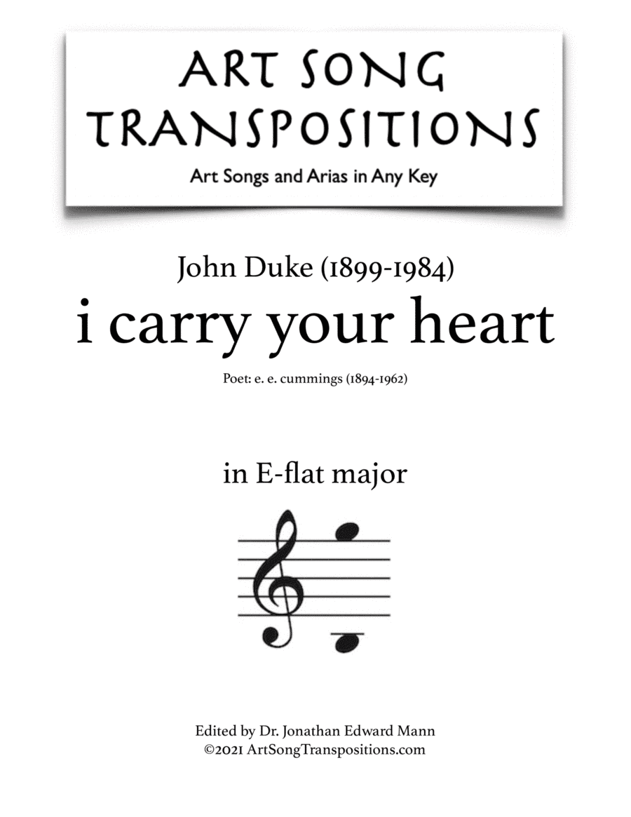 I Carry Your Heart (arr. ArtSongTranspositions.com)