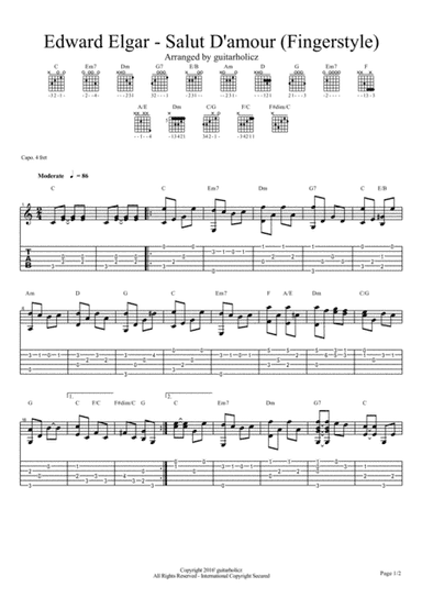 Salut D'amour (greeting To Love) (arr. guitarholicz)
