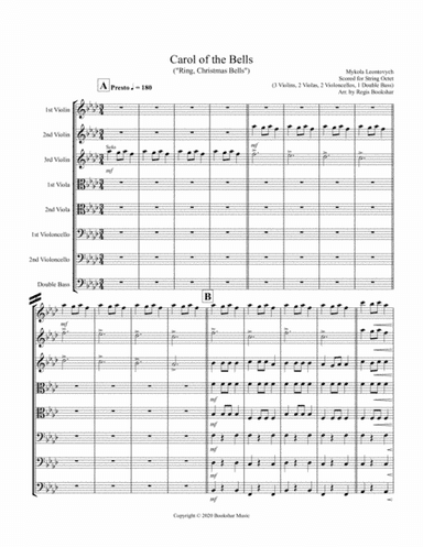 Carol of the Bells (F min) (String Octet - 3 Violin, 2 Viola, 2 Cello, 1 Bass) (arr. Regis Bookshar)