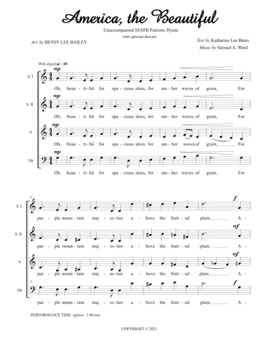 America, the Beautiful (arr. Betsy L Bailey)