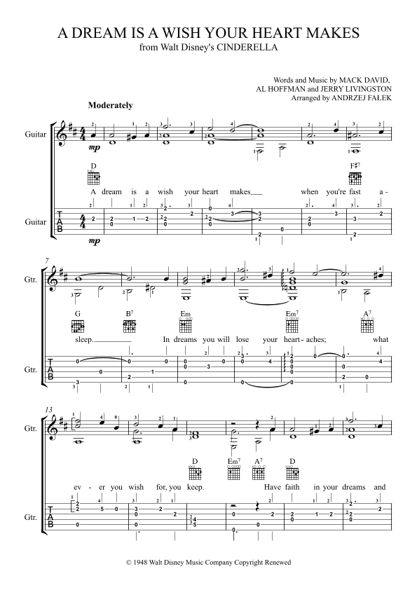 A Dream Is A Wish Your Heart Makes (arr. Andrzej Falek)