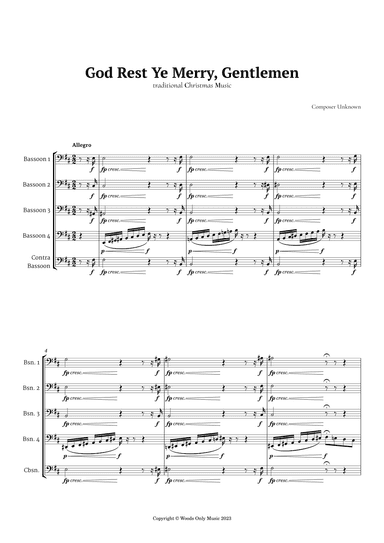 God Rest Ye Merry Gentlemen for Bassoon Quintet (arr. Ander)