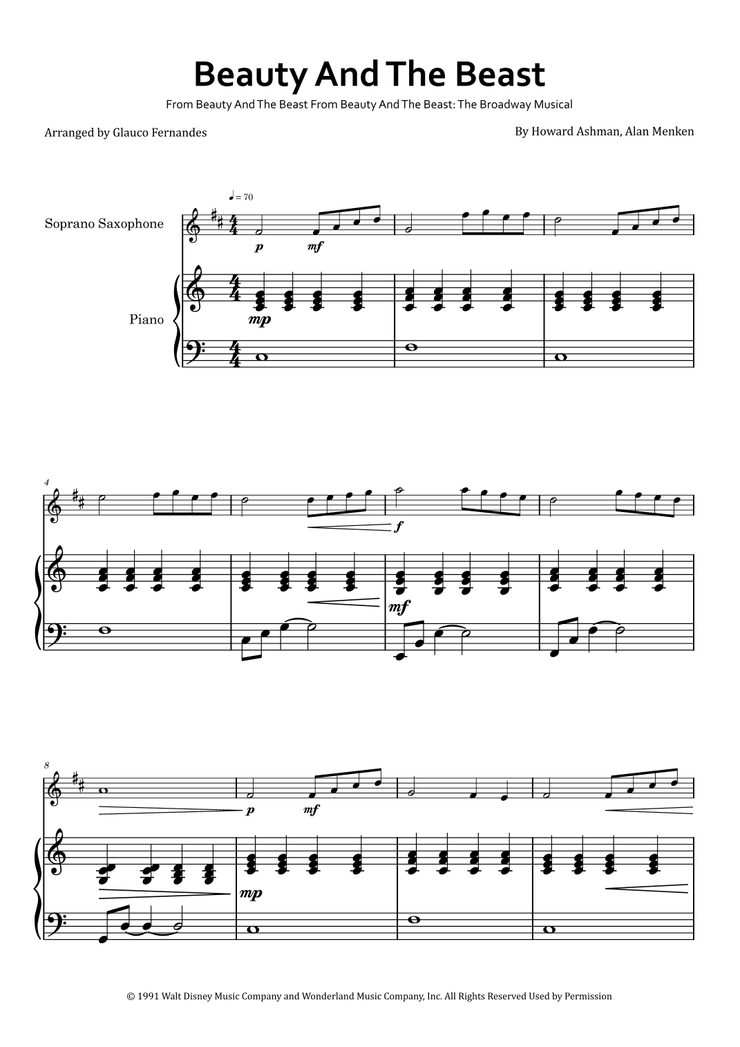Beauty And The Beast (arr. Glauco Fernandes)