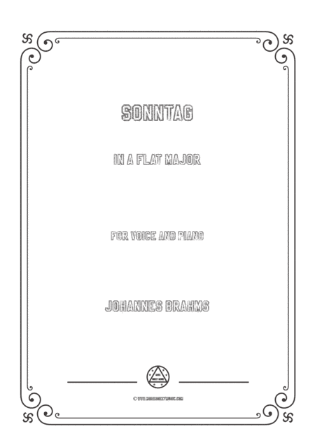 Brahms-Sonntag in A flat Major,for voice and piano (arr. MSM)