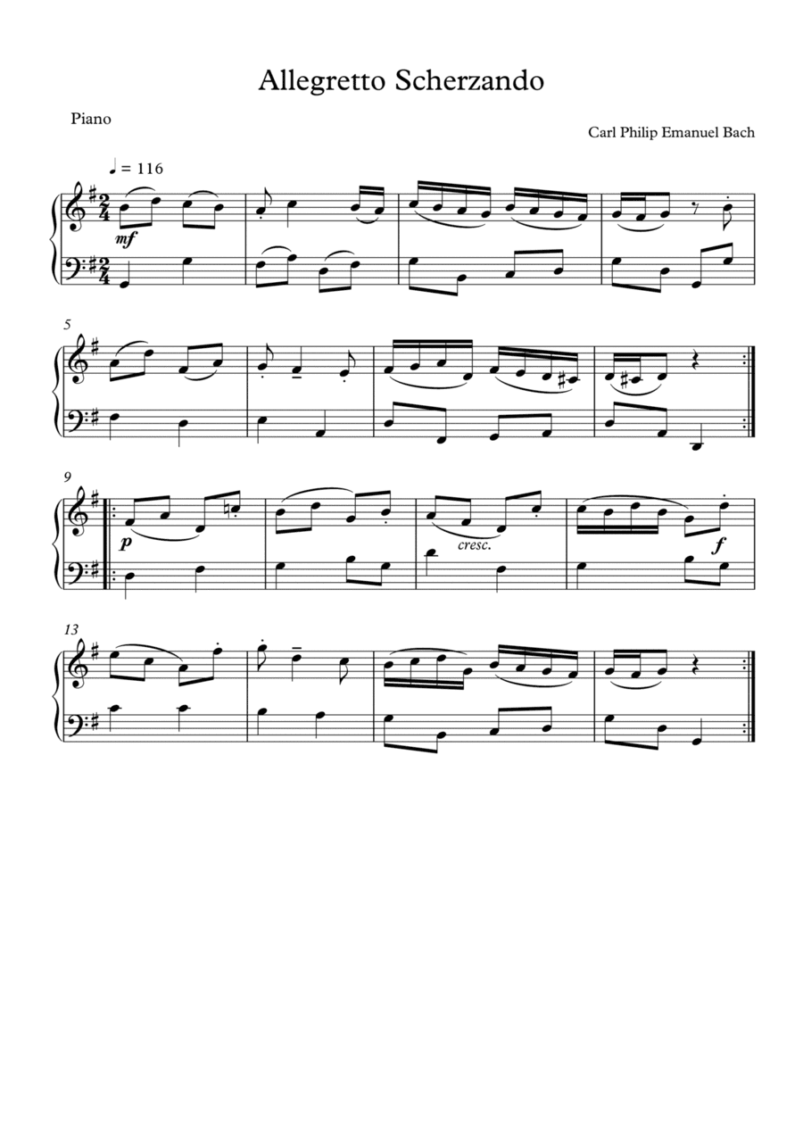 Allegretto Scherzando - Piano Solo (arr. Wesley S. SIlva)