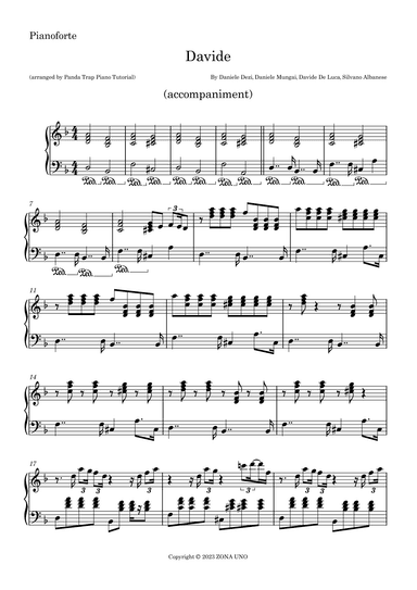 Davide (feat. Coez) (arr. Panda Trap Piano Tutorial)