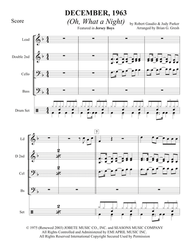 December 1963 (oh, What A Night) (arr. Brian Gresh)