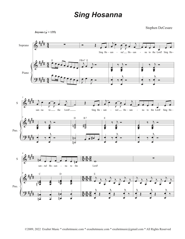 Sing Hosanna (Vocal Trio - (SAB)