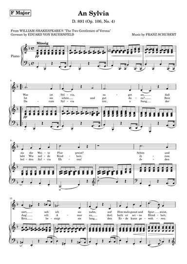 An Sylvia in F major (arr. Mezame Ltd)