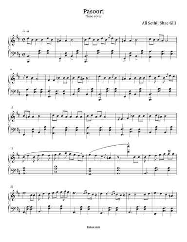 Pasoori (arr. Kahan Shah)