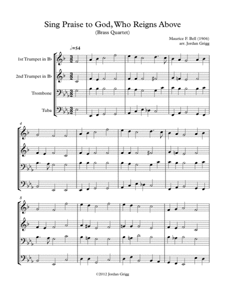 Sing Praise to God, Who Reigns Above (Brass Quartet) (arr. Jordan Grigg)