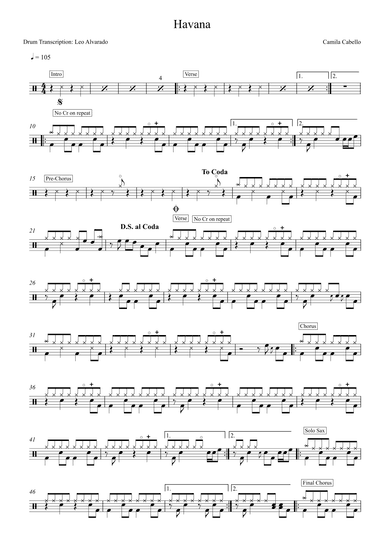 Havana (arr. Drum Transcription: Leo Alvarado)