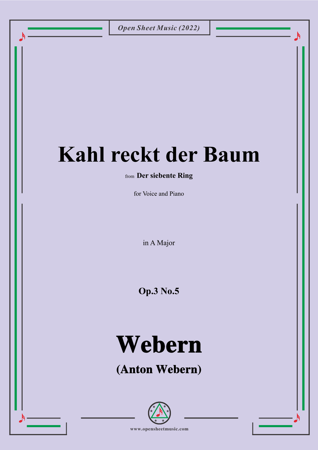 Webern-Kahl reckt der Baum,Op.3 No.5,in A Major (arr. OSM Press)