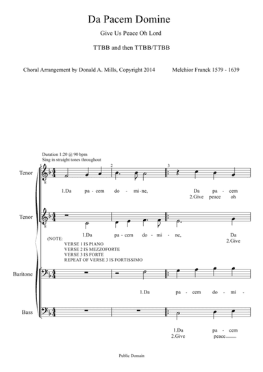 Da Pacem Domine (Give Us Peace Oh Lord) (arr. Donald A. Mills)