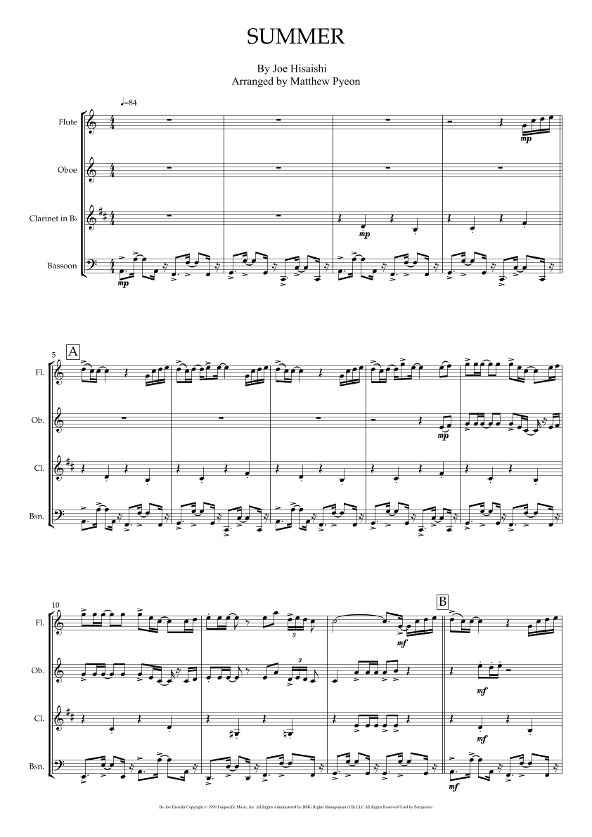 Summer (arr. Matthew pyeon)