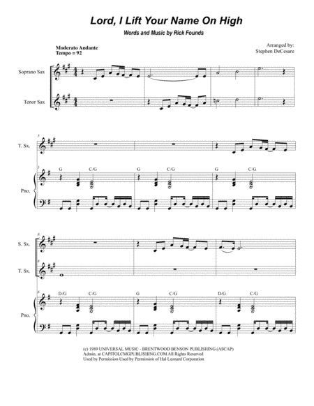 Lord, I Lift Your Name On High (arr. Stephen DeCesare)