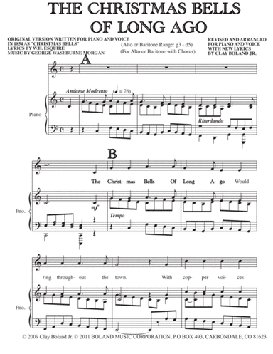 THE CHRISTMAS BELLS OF LONG AGO (Alto/Baritone Range + Choir) (arr. Clay Boland Jr.)