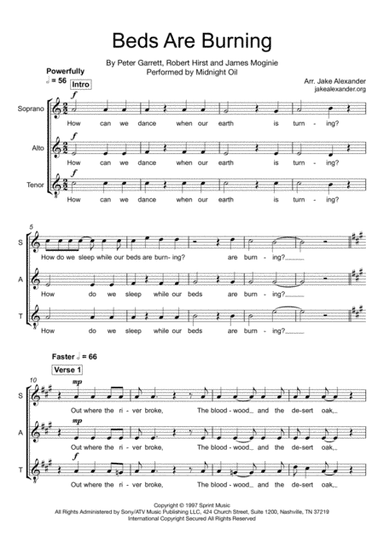 Beds Are Burning (arr. Jake Alexander)