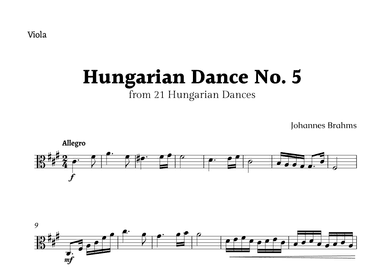 Hungarian Dance No. 5 by Brahms for Viola Solo (arr. Rika K.)