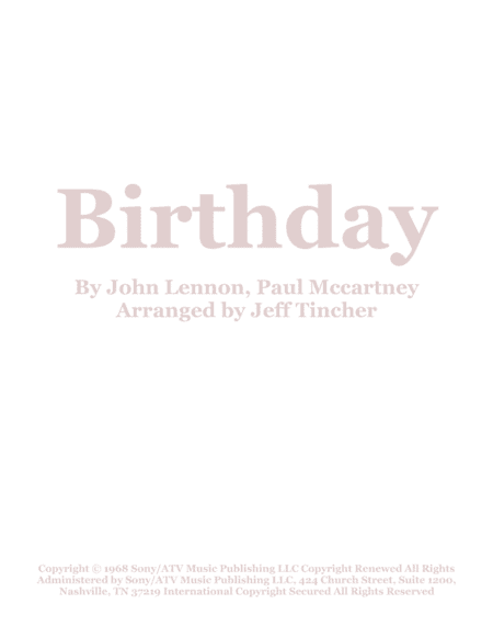 Birthday (arr. Jeff Tincher)
