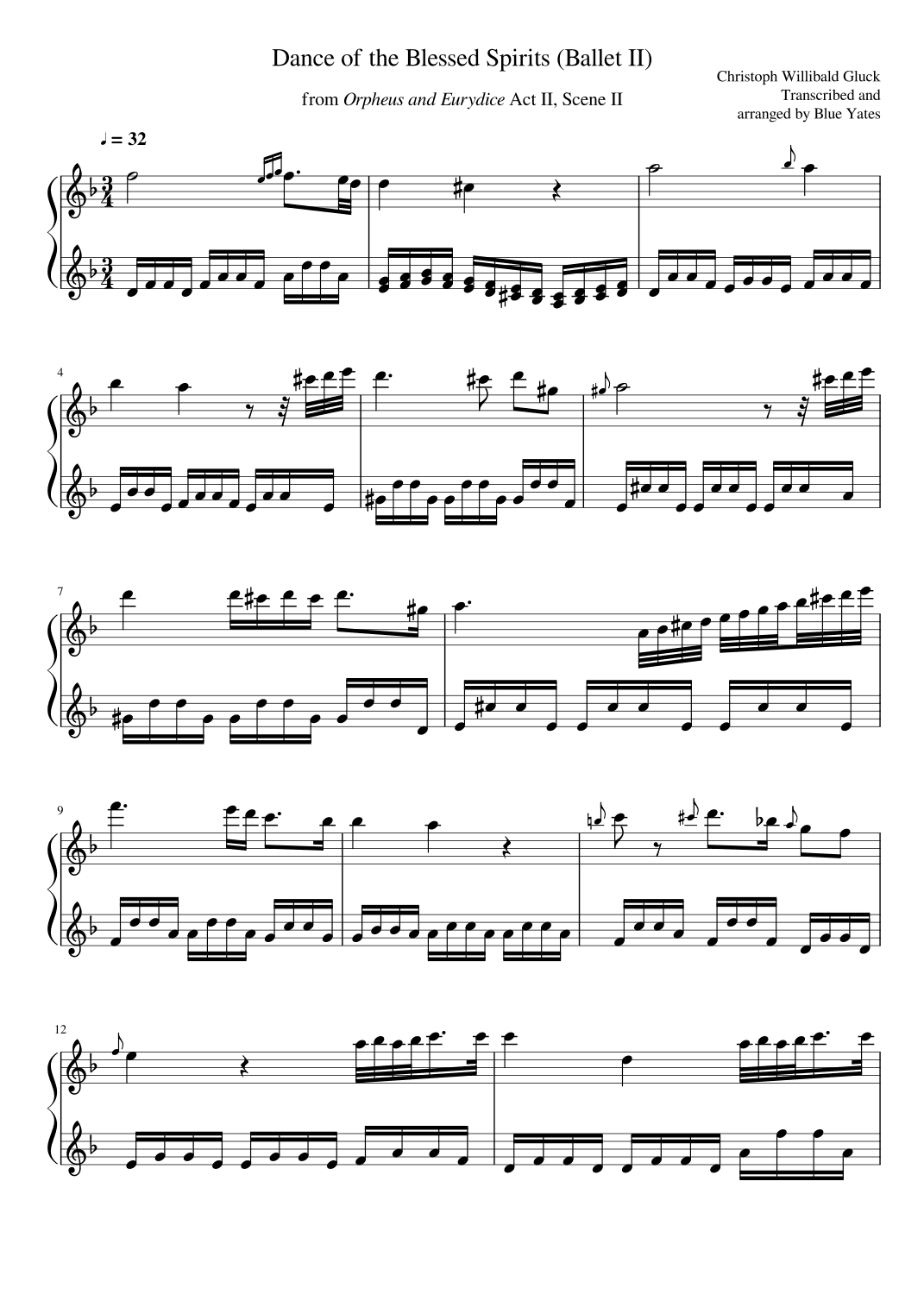 Dance of the Blessed Spirits Ballet II (Christoph Willibald Gluck) (arr. Blue Yates)