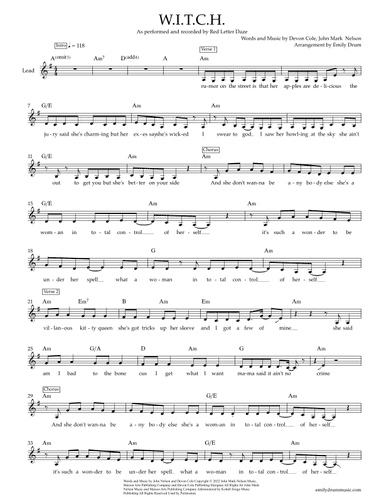 W.i.t.c.h. (arr. Emily Drum)