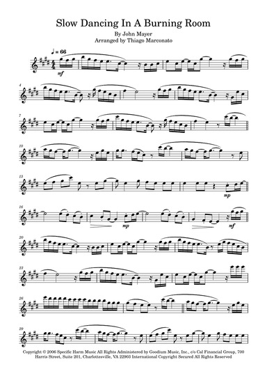 Slow Dancing In A Burning Room (arr. Thiago Marconato)