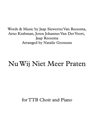 Nu Wij Niet Meer Praten (arr. Natalie Goossens)