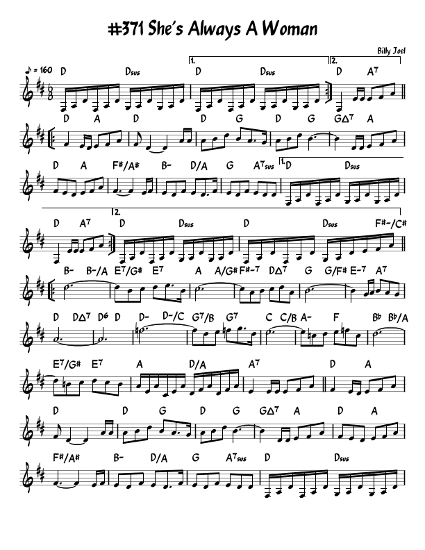 She's Always A Woman (arr. John Fries)
