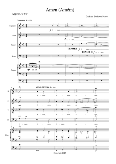 Amen, Amen - Original composition by Graham Dickson-Place for the Christian Mass SATB Organ/Piano